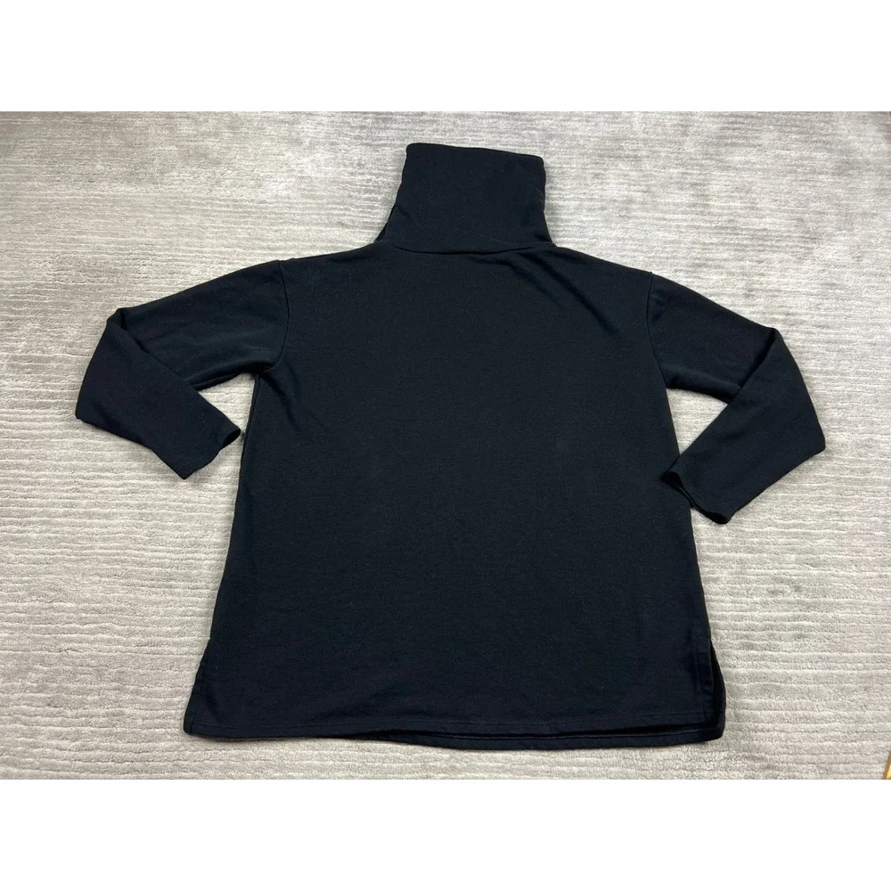 Time‎ and Tru Sweatshirt Womens S Black Funnel Neck Button Side Fleece Pullover